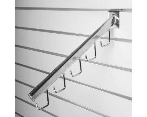 A112 Кронштейн наклонный с 5-ю крючками, длина 400мм, хром