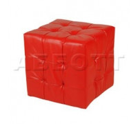 BN-007K (красный) Банкетка куб в квадрат с пуговицами (дутый) 420х420х420мм