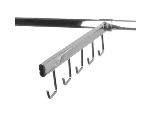 H005-350 Кронштейн наклонный на овальную трубу с 5-ю крючками, L=350мм, хром