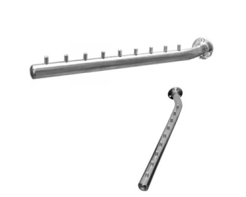 RU-04 Кронштейн прямой с 9-ю штырьками с левым углом L=400мм, хром