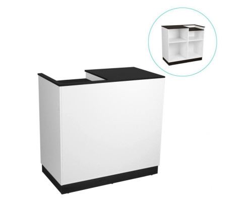 СТ-02-120611 Кассовый стол 1200х600х1100Н, ЛДСП 16 мм, белый/черный шагрень с вырезом в столешнице