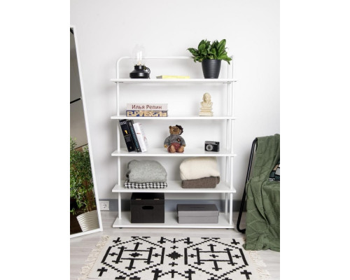 Стеллаж Отрада широкий с 5 полками из ЛДСП, 900х330х1260Н, белый/белый