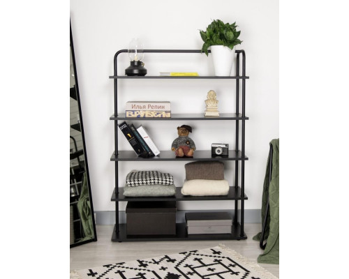 Стеллаж Отрада широкий с 5 полками из ЛДСП, 900х330х1260Н, черный/черный