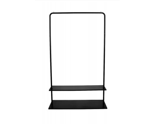 Вешалка напольная Отрада с двумя полками для обуви из ЛДСП, 920х330х1500Н, черная/черная