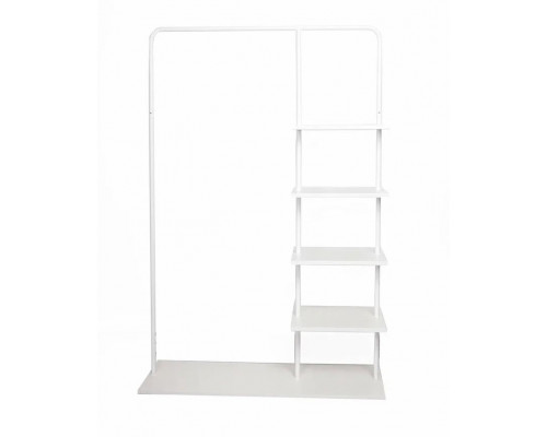 Вешалка напольная Отрада с пятью полками для одежды и обуви из ЛДСП, 1000х330х1500Н, белая/белая
