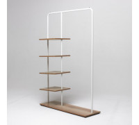 Вешалка напольная Отрада с пятью полками для одежды и обуви из ЛДСП, 1000х330х1500Н, белая/дуб