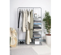 Вешалка напольная Отрада с пятью полками для одежды и обуви из ЛДСП, 1000х330х1500Н, серый/серый