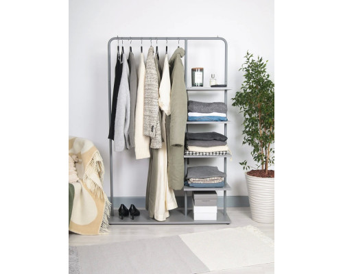 Вешалка напольная Отрада с пятью полками для одежды и обуви из ЛДСП, 1000х330х1500Н, серый/серый