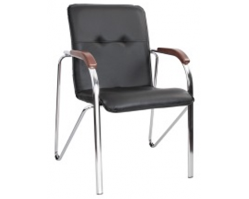 Стул Samba кожзам чёрный подлокотники орех