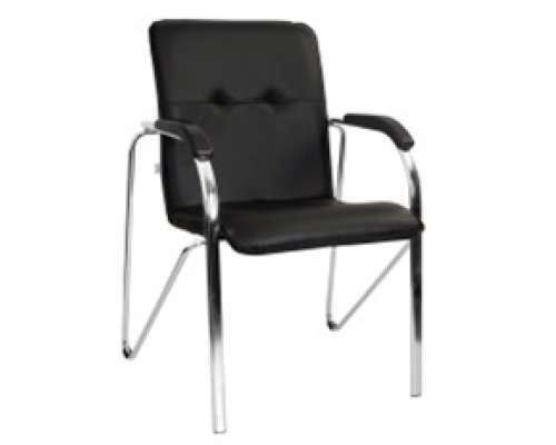 Стул Samba кожзам чёрный хром деревянные подлокотники