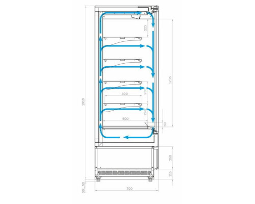 Холодильная горка гастрономическая Carboma FC 20-07 VM 1,3-1 0030 Light (фронт Х0) версия 2.0 9006-9005