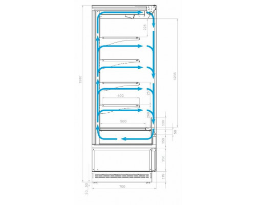 Холодильная горка гастрономическая Carboma FC20-07 VM 0,6-2 0300 версия 2.0 (9006-9005)