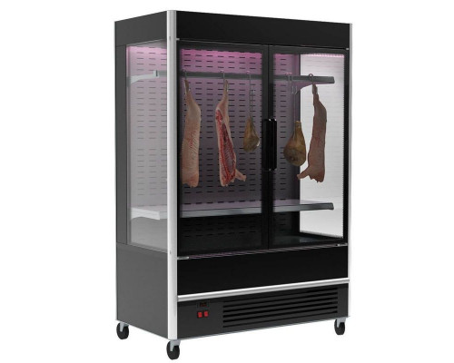 Холодильная горка мясная Carboma FC20-08 VV 0,7-3 X7 (распашные двери структурный стеклопакет) (9005 цвет черный)