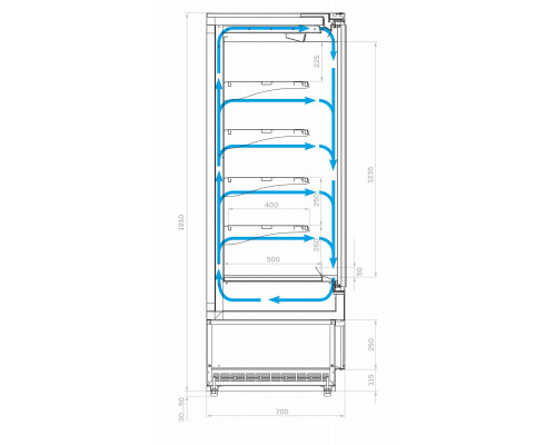 Холодильная горка универсальная Carboma FC20-07 VV 2,5-1 Standart фронт X1 версия 2.0 (9006-9005)