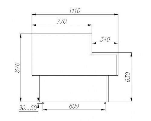 Прилавок кассовый Carboma GC110 N 1,25-7 (П-1,25 Carboma GC110) Ral9006