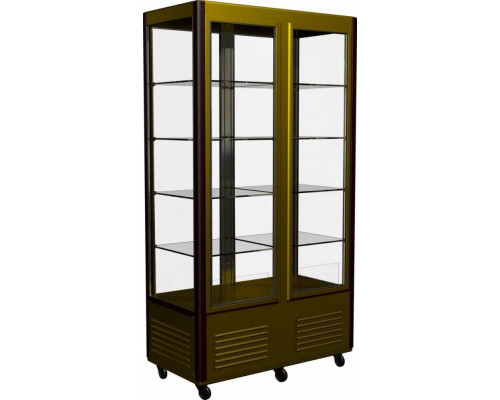 Шкаф кондитерский Carboma D4 VM 800-1 (R800C Сarboma Люкс) (0109-0102 (коричн-золот) 2 дв,стекл полк)