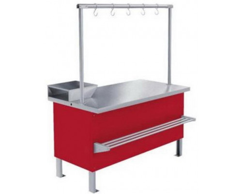 Прилавок холодильный ПХС-1,55/0,85 (мясной, встроенное холодоснабжение с креплением для перекладины)